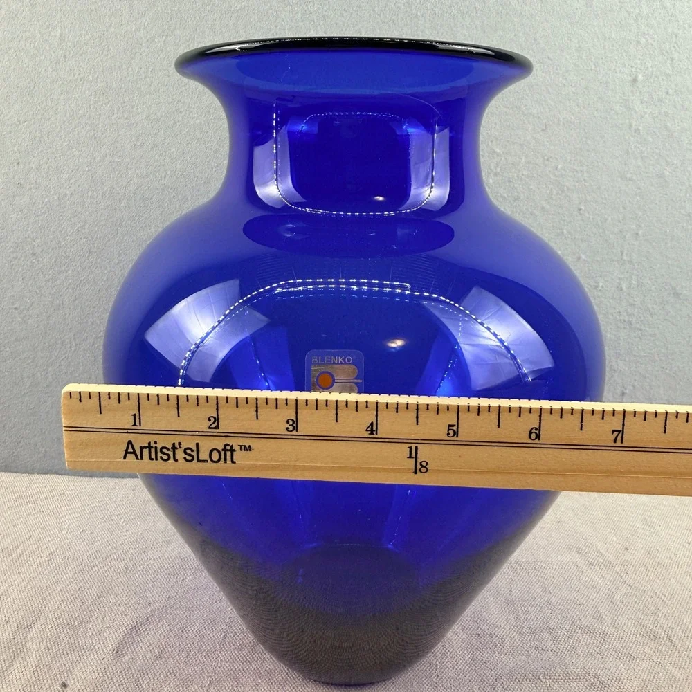 VTG‎ Blenko 8420s Cobalt Blue Glass Urn Vase 12